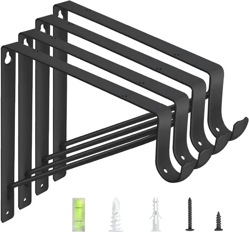 Paquete de 4 soportes para barra de armario, soportes de estante de armario de 10.8 x 10.8 pulgadas para trabajo pesado montados en pared, soportes