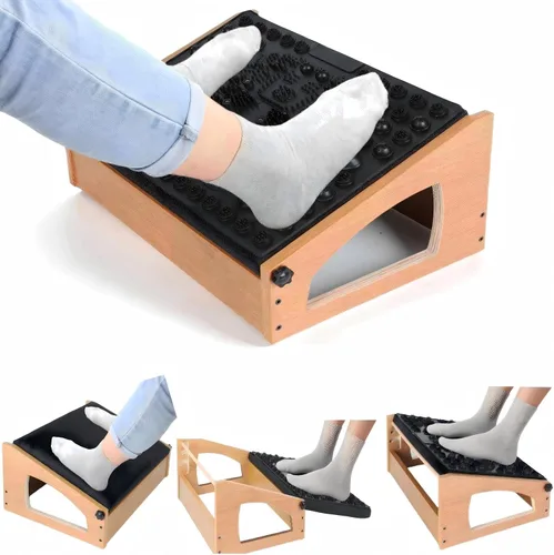 Miniatura 8 de Reposapiés ergonómico, 4 alturas ajustables, reposapiés debajo del escritorio, almohadillas suaves, reposapiés para oficina, mejora la postura