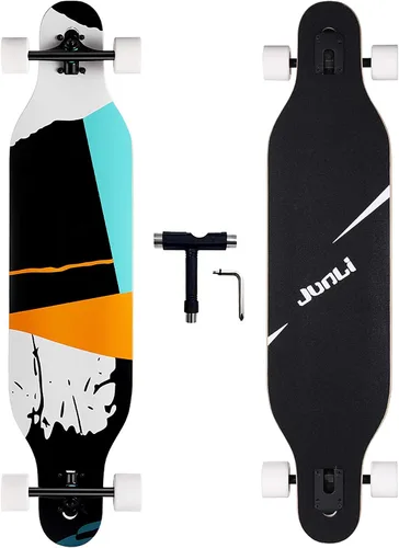 Miniatura 10 de Junli - Patineta Freeride de 41 pulgadas, para skateboarding, estilo libre y pendientes. Pez Océano