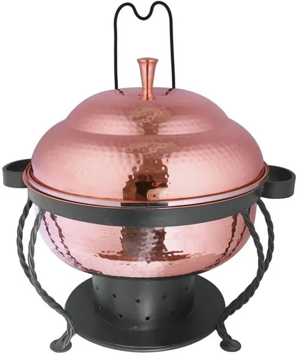 HUBERT Plato de cobre para rozar con soporte, plato redondo de 3 cuartos de galón, 11 1/2 de diámetro x 14 pulgadas de alto