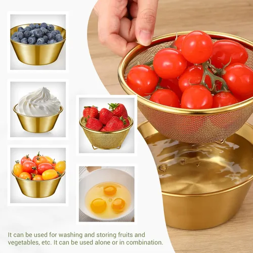 Miniatura 4 de Baderke 2 mini coladores y coladores de alimentos de acero inoxidable 304, coladores pequeños para mezclar, colador de arroz para cocina, cocina