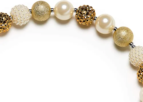 Miniatura 7 de vcmart Juego de collar y pulsera de cuentas de chicle grueso dorado para niñas como regalo, Plástico