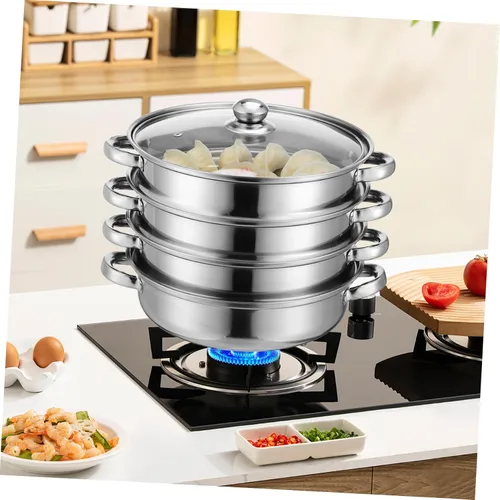 Miniatura 6 de Tofficu Multifuncional 4-capa Pot Vapor Hervir Olla Asiática para Stock Home Kitchen Accesorio