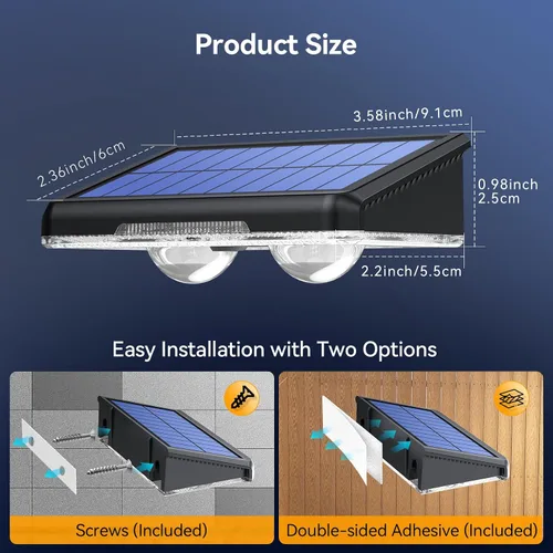Miniatura 6 de TECKNET - Luces solares de valla para exteriores, paquete de 12 unidades, blanco cálido y 6 colores y RGB, luz de cubierta LED impermeable IP66
