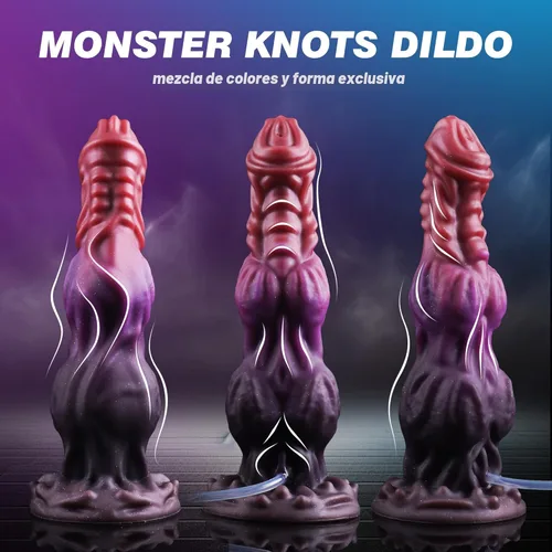 Miniatura 2 de Consolador monstruo de 24,4 centímetros Fantasía con eyección Consolador con 2 grandes nudos, consoladores de dragón y caballo, juguetes con nudos