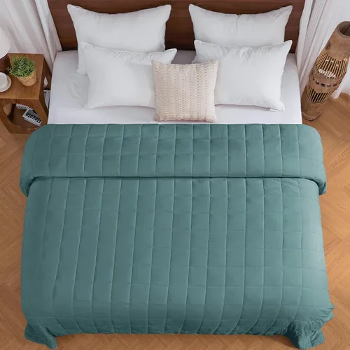 Miniatura 83 de Yescool - Manta con peso para adultos (15 libras, 60 x 80 pulgadas, azul), manta de enfriamiento pesada para dormir, 140-160 libras, manta
