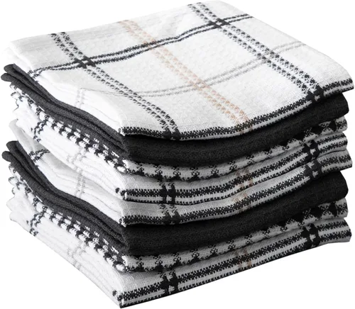 T-Fal Paños de Cocina Premium de Gofre (Paquete de 8), 12"x13" Altamente Absorbentes, Súper Suaves, Duraderos, 100% Algodón, Toalla de Gofre para
