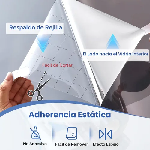 Miniatura 7 de Película reflectante para ventana, privacidad unidireccional, tinte de ventana para el calor del hogar y bloqueo UV, película de ventana con Negro