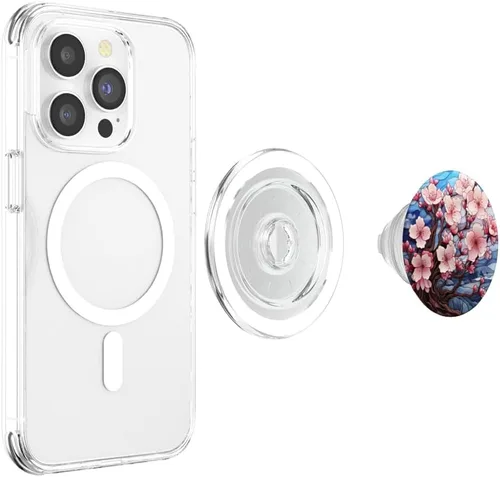 Miniatura 4 de PopSockets MagSafe PopGrip de flores de cerezo de color de agua de vidrieras para iPhone