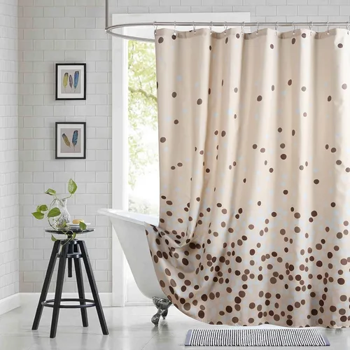 Miniatura 21 de Cortina de ducha de tela, estampado beige y tostado, cortinas de ducha con patrón de damasco bohemio de cachemira para baño, cortinas de baño Hudson