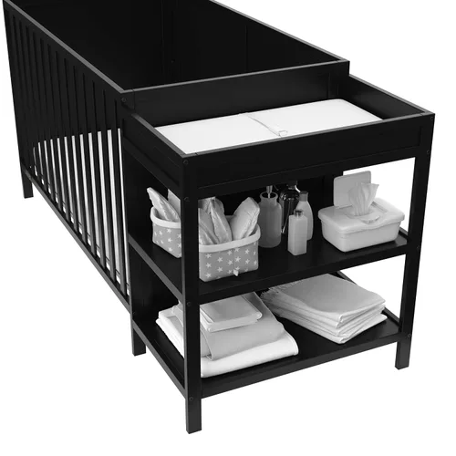 Miniatura 4 de Graco Theo - Cuna y cambiador convertible 5 en 1 (Negro) Certificado GREENGUARD Gold, se convierte en cama de día, cama infantil, cama