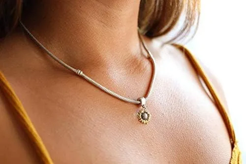 Miniatura 4 de BOLENVI Abalorio de plata de ley 925 con diseño de girasol dorado para pulseras o collares similares Plata esterlina Sin gemas