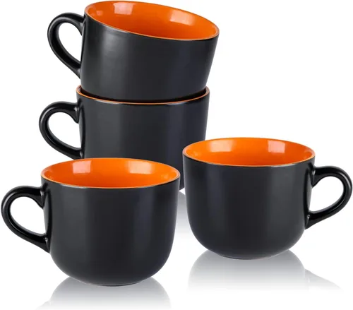 Miniatura 10 de AmorArc Tazas de sopa de 24 onzas con asas, tazas de cerámica jumbo con asas para café, cereales, capuchino, aptos para microondas y lavavajillas