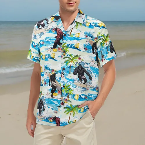 Miniatura 151 de Camisa hawaiana para hombre, con estampado floral, cómoda, con botones, casual, manga corta, ropa de playa para hombre