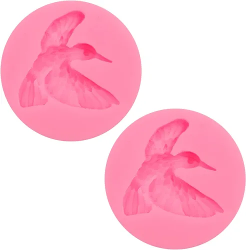 Miniatura 9 de Molde de silicona para colibrí, molde para decoración de pasteles de pájaros, rosa, juego de 2