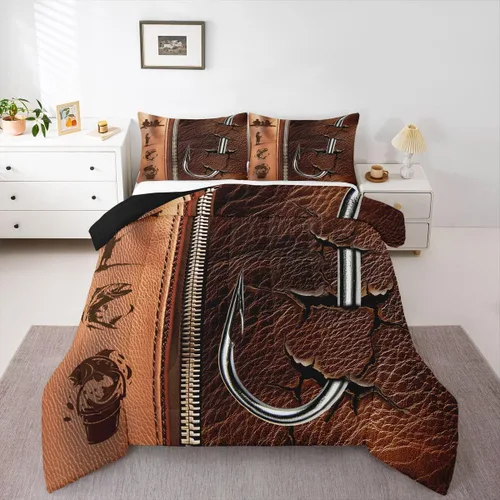 Miniatura 49 de Erosebridal Juego de edredón de pesca tamaño individual para hombres, juego de ropa de cama de peces de lubina para pescadores, niños de caza