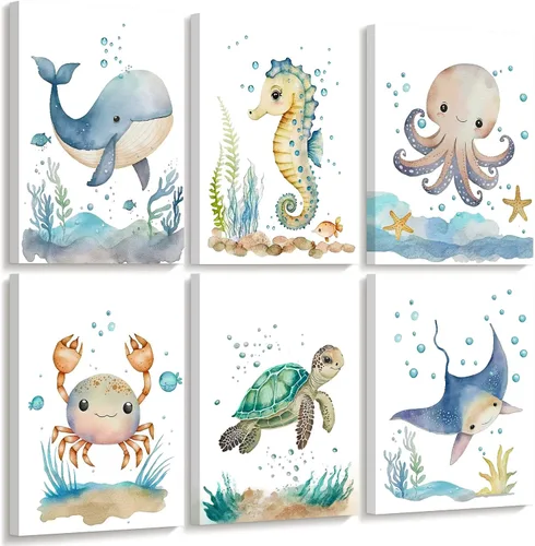 Miniatura 17 de Joocrise Juego de Arte de Pared de Camiones para Niños Set de 6 Decoración de Pared en Lienzo de Vehículos Camiones Arte de Pared de Construcción