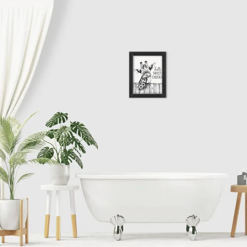 Miniatura 5 de Funny Bathroom Wall Art Framed Giraffe Bathroom Decor, Black and White Animal Canvas Print Picture Farmhouse Toilet Signs for Home Restroom, Black