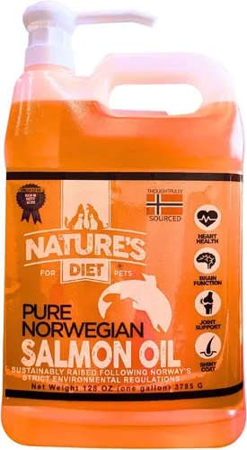 Nature's Diet Pet - Aceite de salmón noruego para perros y gatos de 32 onzas, apoyo natural para la función articular Inmune Corazón Salud Apetito