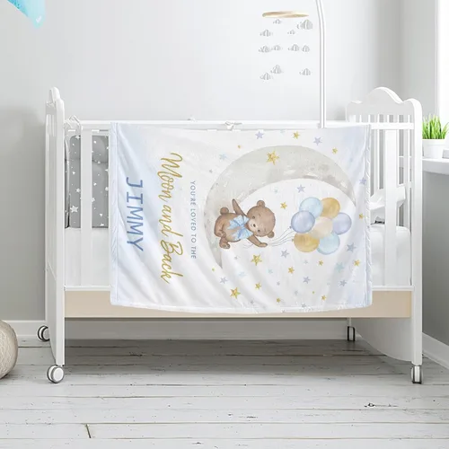 Miniatura 3 de Manta de bebé azul con nombre personalizado para niñas con nombre, manta de bebé personalizada, manta de bebé personalizada para bebé, manta