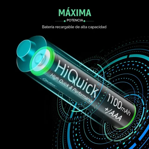 Miniatura 3 de HiQuick Pilas AAA recargables paquete de 8, baterías AAA triples NiMH de 1100 mAh precargadas