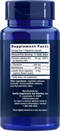 Miniatura 2 de Life Extension Super Carnosina, L-carnosina, luteolina, vitamina B1, apoyo muscular, recuperación del ejercicio, salud cardíaca, sin gluten, sin