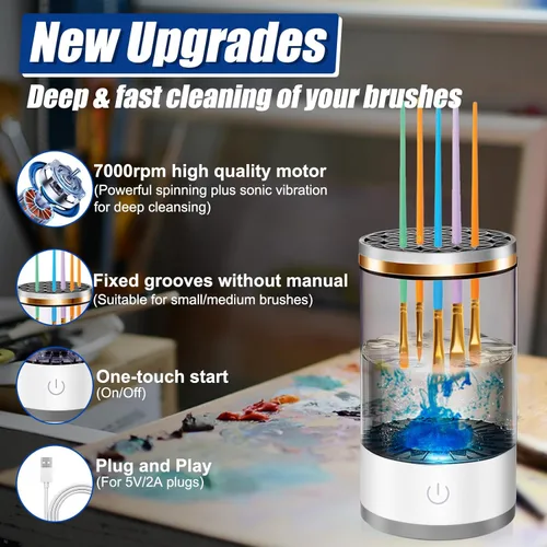 Miniatura 3 de XANGNIER Máquina limpiadora de pinceles de pintura eléctrica con almohadilla de limpieza, tecnología de rotación sónica para una limpieza sin