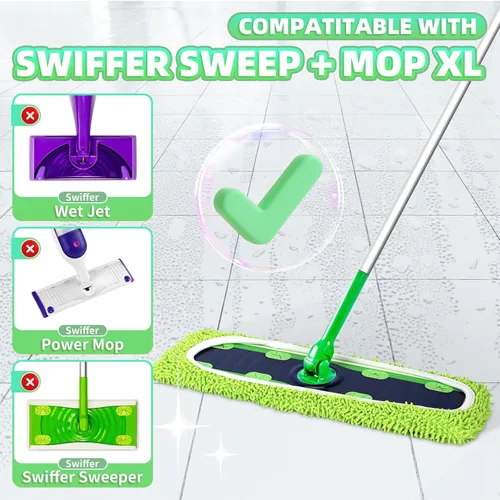 Miniatura 2 de Paquete de 4 almohadillas reutilizables para trapeador XL compatibles con Swiffer Sweeper XL, almohadillas de microfibra de chenilla lavables