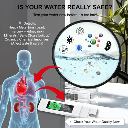 Miniatura 8 de Medidor digital TDS para agua potable, 2025 Nuevo probador de agua 4 en 1 TDS, EC y medidor de temperatura, medidor preciso y confiable de 0 a 9990