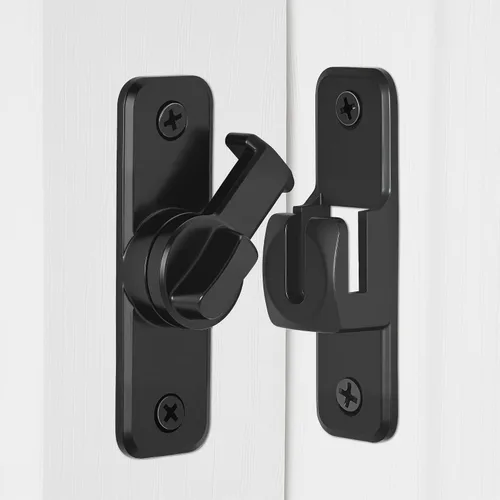 Cerradura de puerta corrediza negra de granero, cierre de puerta abatible de 90/180 grados, cerradura de granero de aleación de zinc para granero,