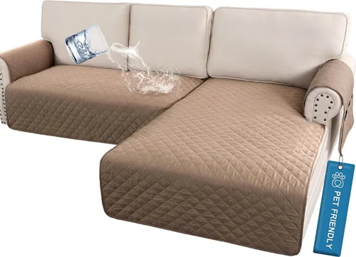 Miniatura 16 de H.VERSAILTEX Fundas de sofá para sofá seccional, 2 piezas, funda de sofá en forma de L, 100% impermeable y lavable, protector de sofá para perros