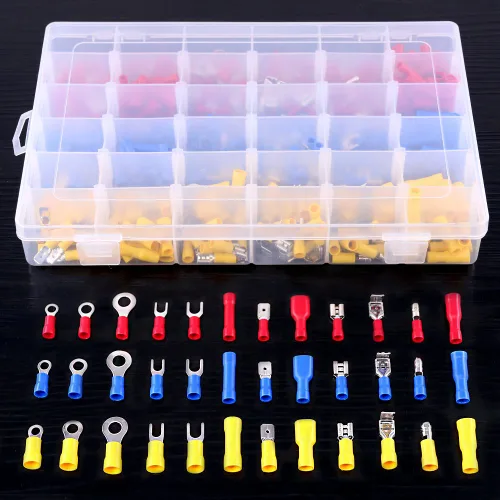 Miniatura 7 de Glarks Kit surtido de conectores, terminales aislados, con ondulación, sin soldar, de anillo, de trinche, de bala, butt, para rápida desconexiones