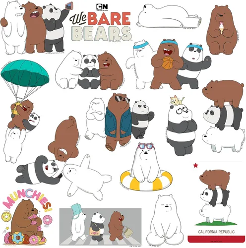 Miniatura 3 de We Bare Bears - Paquete variado de 100 calcomanías de vinilo grandes de lujo, calcomanías de dibujos animados troqueladas para laptop, botella