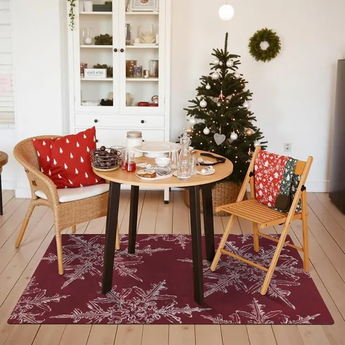 Miniatura 7 de U'Artlines Tapete de Navidad para puerta delantera, 32 x 48 pulgadas, vintage, de invierno, resistente a la suciedad, tapete de goma antideslizante