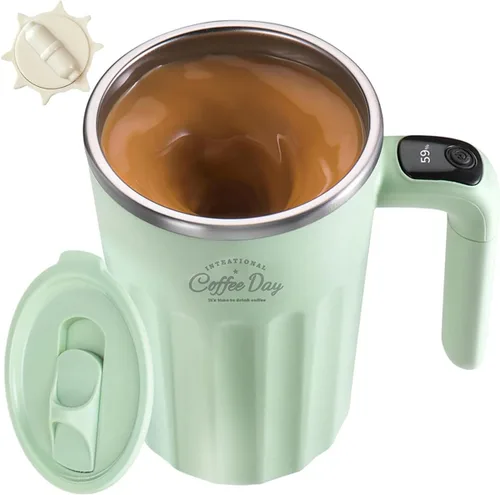 Miniatura 12 de Taza de café autoagitable, apta para café, leche, cacao y otras bebidas, botella aislada (temperatura negra, 12 onzas)
