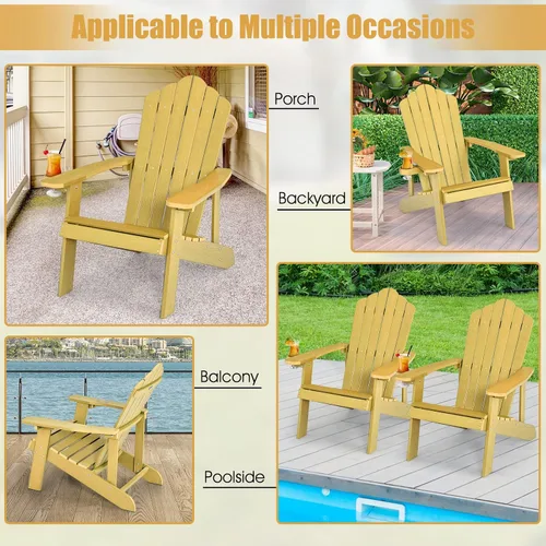 Miniatura 9 de Giantex Silla Adirondack para exteriores, sillas de patio de gran tamaño con portavasos oculto, veta de madera realista, capacidad de peso de 380