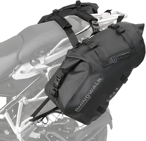 Miniatura 11 de Rhinowalk Bolsas de sillín impermeables antivibración para motocicleta, bolsas laterales para moto, bolsas de hombro para moto, alforjas de moto 18L