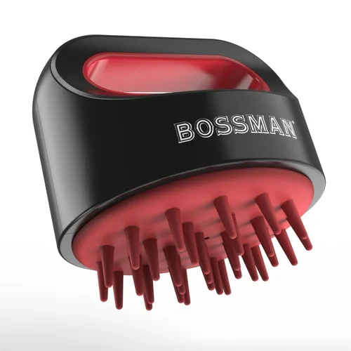 Miniatura 9 de Bossman Masajeador y cepillo de champú para cuero cabelludo (3 pulgadas, rojo) - Cepillo exfoliante para cuero cabelludo - Limpiador de cabeza