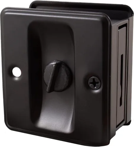 Stone Harbor Hardware Cerradura de puerta de bolsillo cuadrado, función de privacidad, negro mate