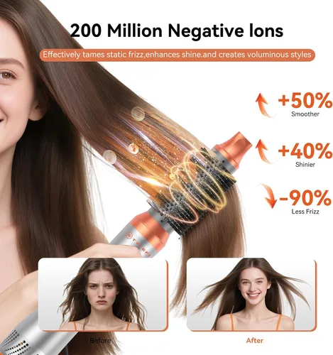 Miniatura 5 de Cepillo secador de pelo 5 en 1, cepillo secador de pelo de 110-120 V, secado rápido y 3 cepillos de cabello de aire caliente de temperaturas