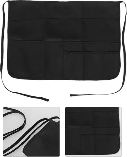 Miniatura 9 de TEHAUX Work Apron with Multiple Pockets Black Polyester Waist Apron for Waitress and Server Suitable for Restaurant and Outdoor Work