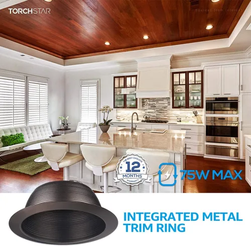 Miniatura 4 de TORCHSTAR Borde de luz integrado de 6 pulgadas, bronce aceitado de una pieza, Full Metal, para bombillas PAR30, PAR38, R30, BR30, BR40, para latas