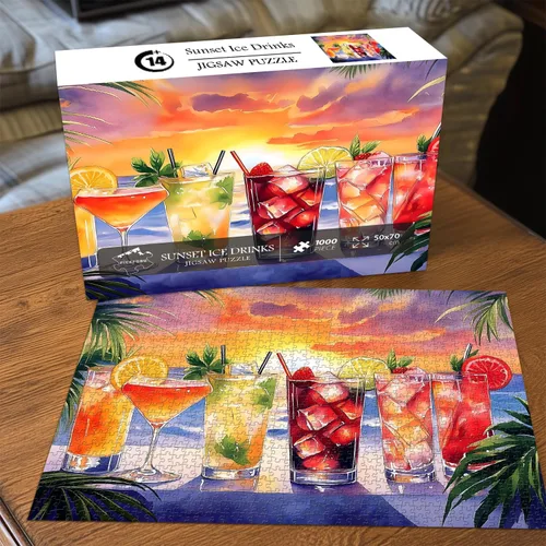 Miniatura 9 de PICKFORU - Rompecabezas de playa de verano para adultos, 1000 piezas, coloridos rompecabezas de vacaciones junto al mar, escena del atardecer, tema