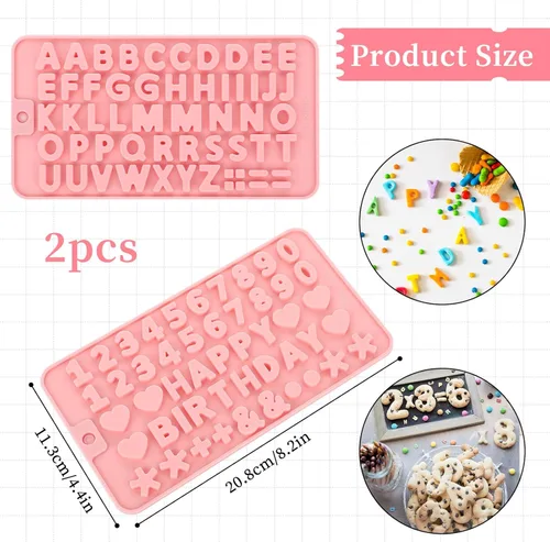 Miniatura 2 de 2 moldes de letras de silicona con números del alfabeto, moldes de caramelo de chocolate, antiadherentes, decoración de pasteles de feliz