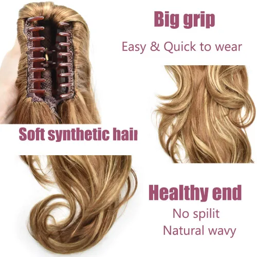 Miniatura 5 de LYRICAL HAIR Extensión de cola de caballo sintética para mujer, con cordón ajustable, pinza de mandíbula, larga, rizada, ondulada, extensión de cola