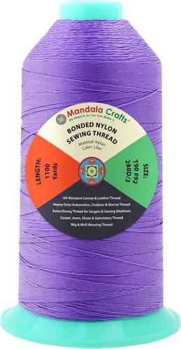 Miniatura 221 de Mandala Crafts - Hilo de nailon para coser cuero, tapicería, mezclilla y para trenzar el pelo; resistente, 1500 yardas, tamaño 69 T70 Marrón