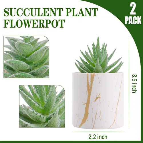 Miniatura 2 de Der Rose Juego de 2 plantas suculentas artificiales Mini plantas suculentas falsas para accesorios de oficina y hogar para mujeres 2-Verde