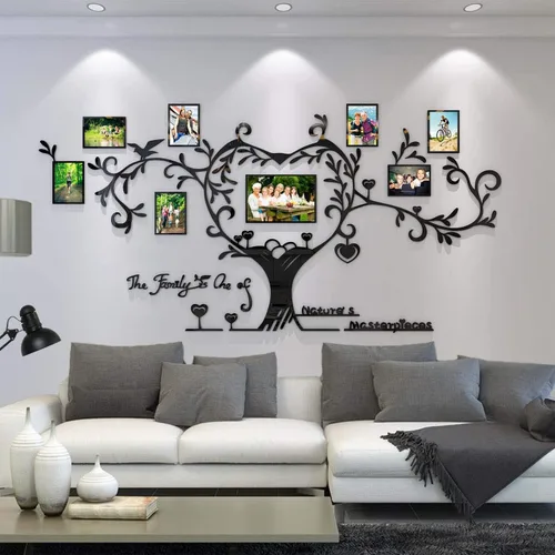 Miniatura 2 de DecorSmart Marco de fotos de árbol familiar de amor, collage extraíble 3D DIY acrílico decoración de pared pegatinas con cita inspiradora para sala