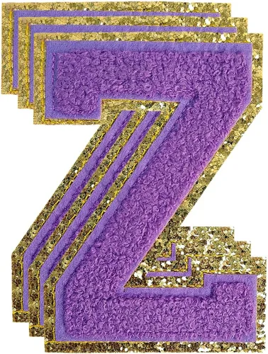 Miniatura 15 de 3 parches de números de chenilla negra, tamaño grande de 4-1/2" parches de números para planchar, parches universitarios para ropa, 8" Borde oro rosa