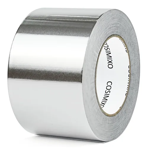 Cinta adhesiva de papel de aluminio plateado COSIMIXO 3 pulgadas x 55 yardas, resistente, sellado y parcheado de alta temperatura, perfecta para
